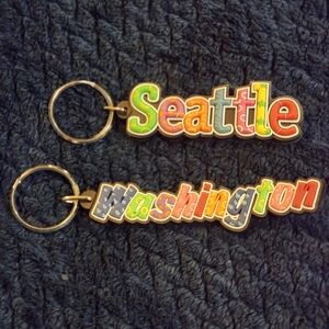 Vintage Seattle Washington Colorful Souvenir Keychains